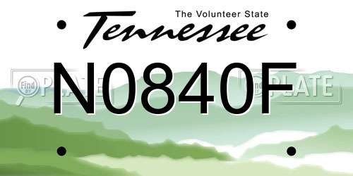 N0840F Tennessee License Plate