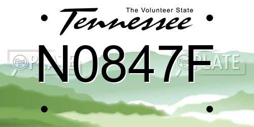 N0847F Tennessee License Plate