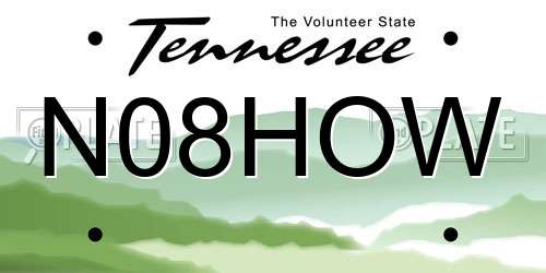 N08HOW Tennessee License Plate