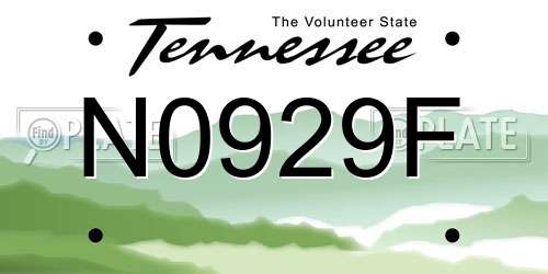 N0929F Tennessee License Plate