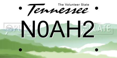 N0AH2 Tennessee License Plate