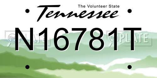 N16781T Tennessee License Plate