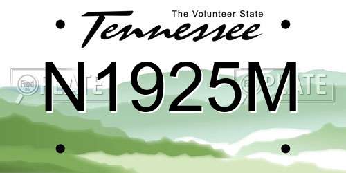 N1925M Tennessee License Plate