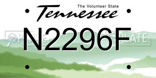 N2296F Tennessee License Plate