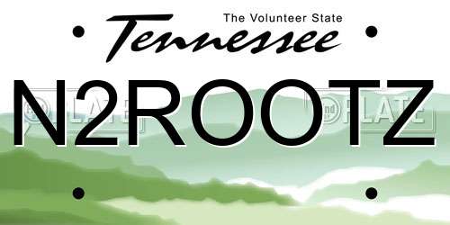 N2ROOTZ Tennessee License Plate
