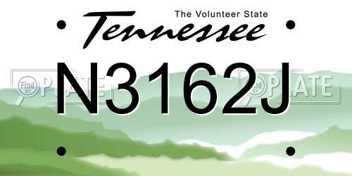 N3162J Tennessee License Plate