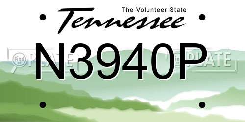 N3940P Tennessee License Plate