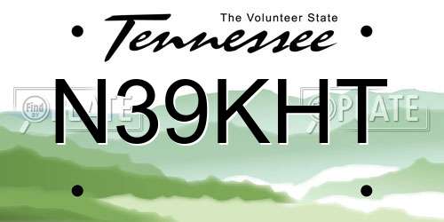 N39KHT Tennessee License Plate