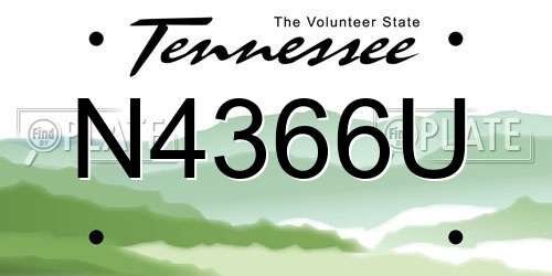 N4366U Tennessee License Plate