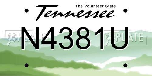 N4381U Tennessee License Plate