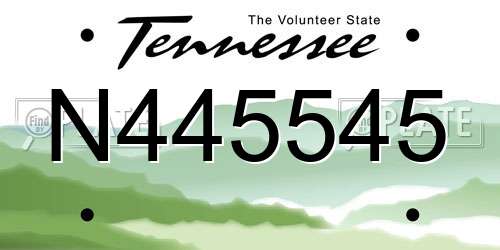 N445545 Tennessee License Plate