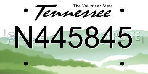 N445845 Tennessee License Plate
