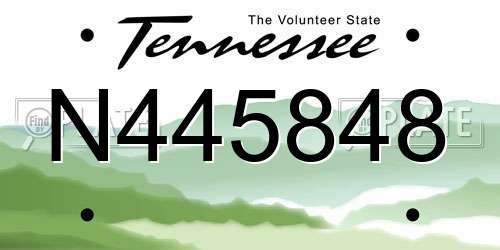 N445848 Tennessee License Plate