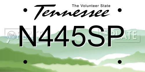 N445SP Tennessee License Plate