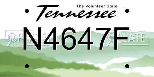 N4647F Tennessee License Plate