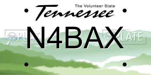 N4BAX Tennessee License Plate
