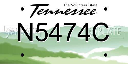 N5474C Tennessee License Plate