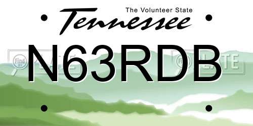 N63RDB Tennessee License Plate