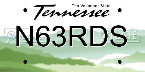 N63RDS Tennessee License Plate