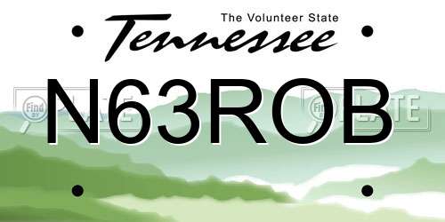 N63ROB Tennessee License Plate