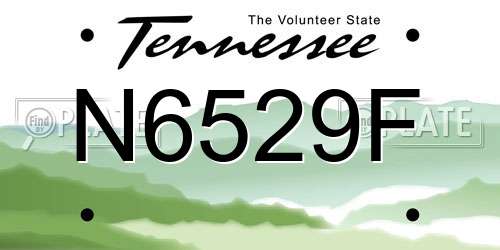 N6529F Tennessee License Plate