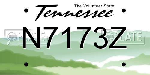 N7173Z Tennessee License Plate