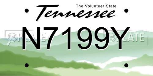 N7199Y Tennessee License Plate