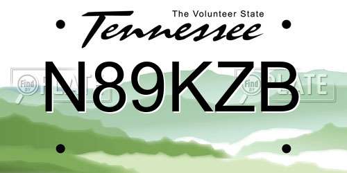 N89KZB Tennessee License Plate