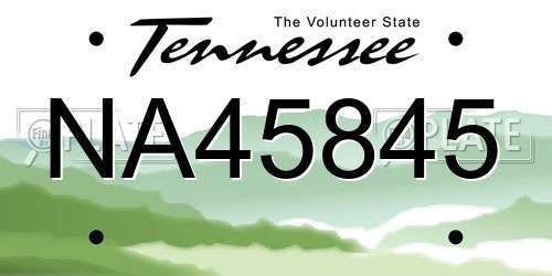 NA45845 Tennessee License Plate