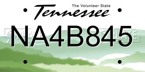 NA4B845 Tennessee License Plate