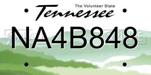 NA4B848 Tennessee License Plate
