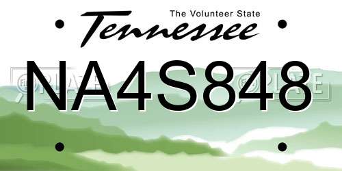 NA4S848 Tennessee License Plate