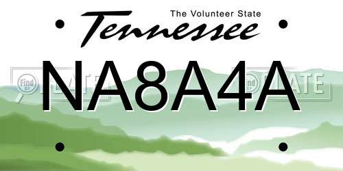 NA8A4A Tennessee License Plate