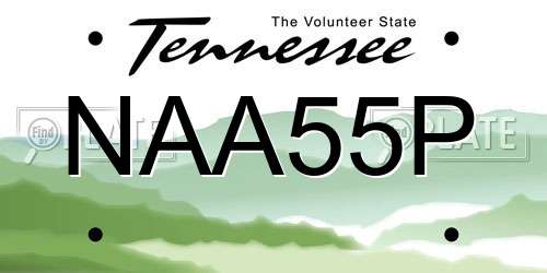 NAA55P Tennessee License Plate