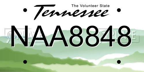 NAA8848 Tennessee License Plate