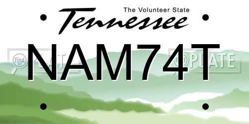 NAM74T Tennessee License Plate