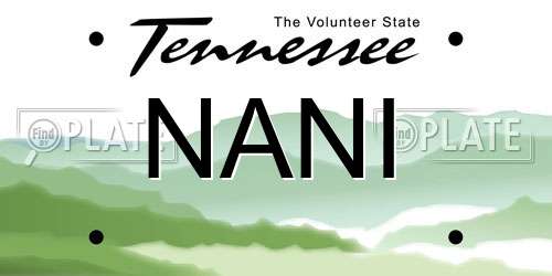 NANI Tennessee License Plate
