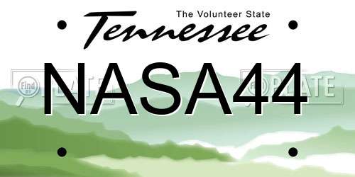 NASA44 Tennessee License Plate