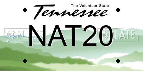 NAT20 Tennessee License Plate