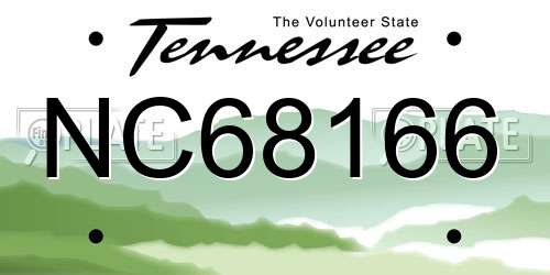 NC68166 Tennessee License Plate