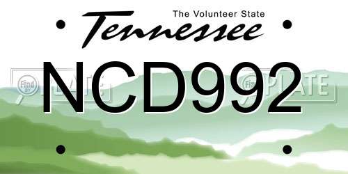 NCD992 Tennessee License Plate