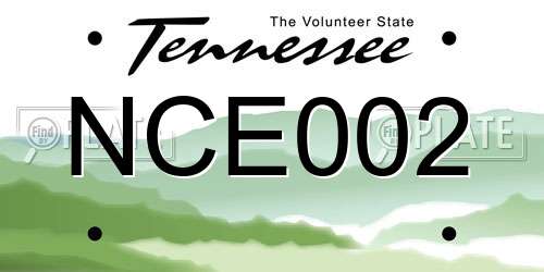 NCE002 Tennessee License Plate