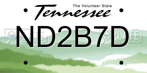ND2B7D Tennessee License Plate