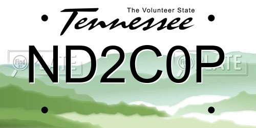 ND2C0P Tennessee License Plate