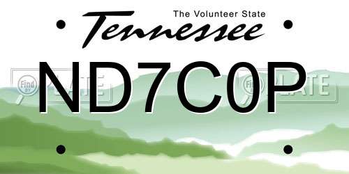 ND7C0P Tennessee License Plate