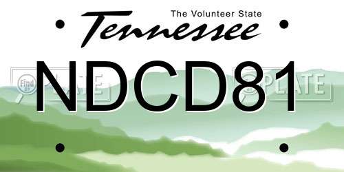 NDCD81 Tennessee License Plate