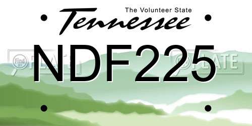 NDF225 Tennessee License Plate