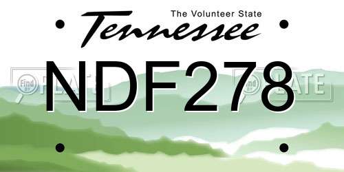 NDF278 Tennessee License Plate