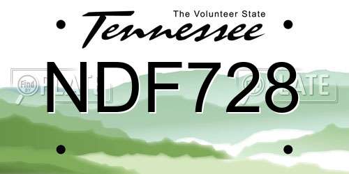 NDF728 Tennessee License Plate