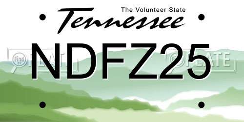 NDFZ25 Tennessee License Plate